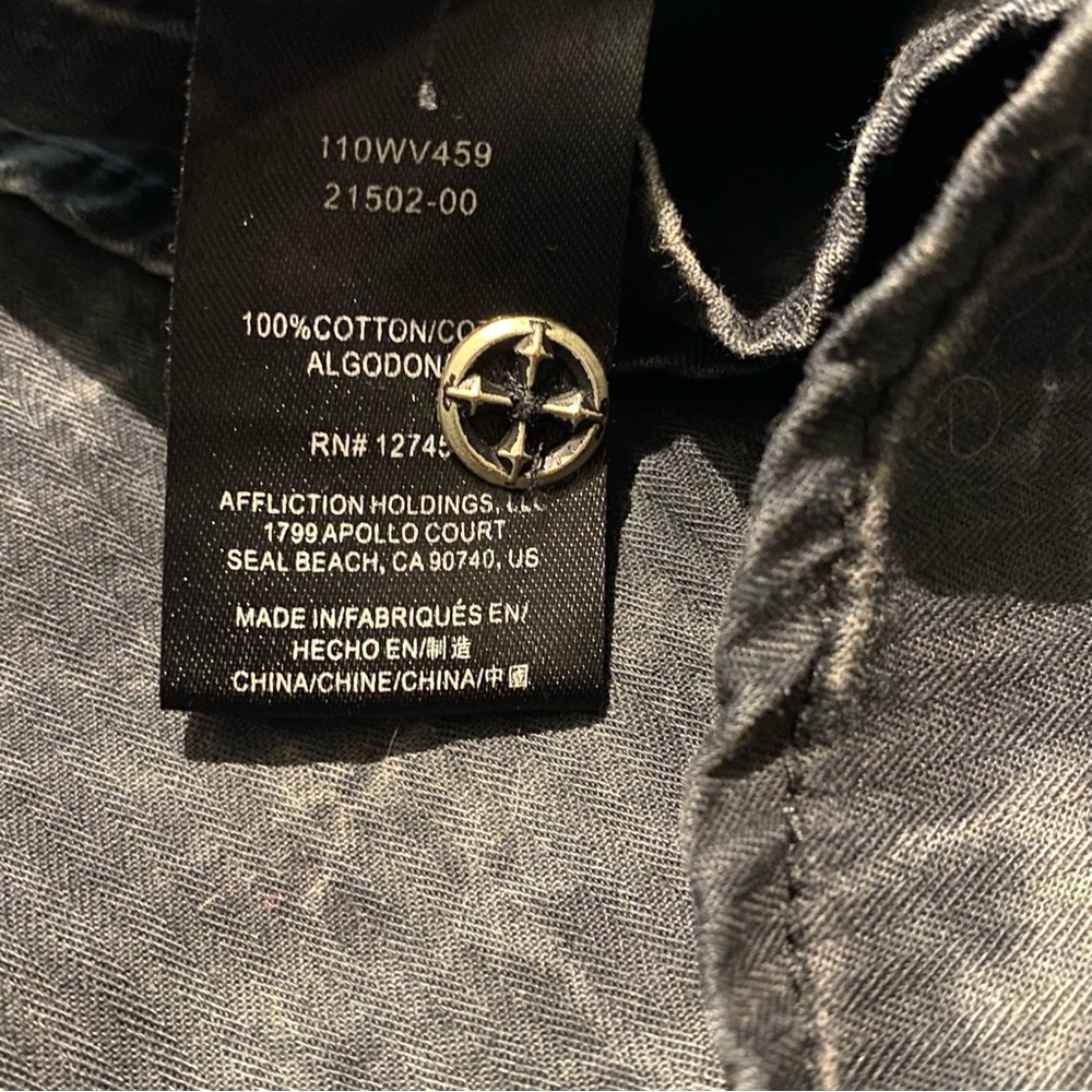 ❌SOLD❌Affliction Black Premium Buckle Mens short sleeve button skull shirt 2XL - Picture 12 of 13